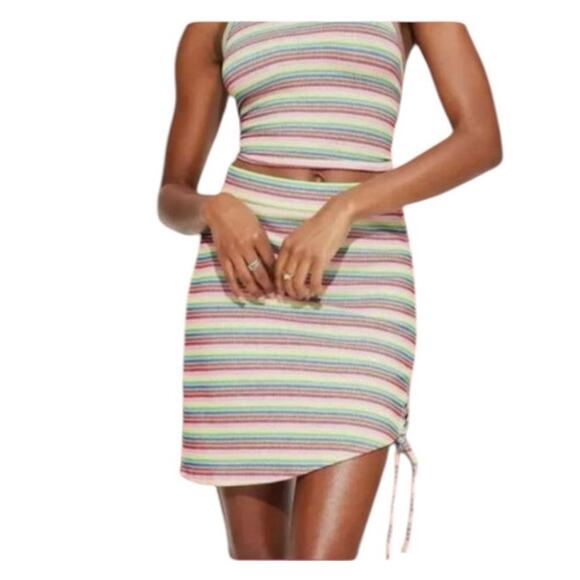 New Target Pride Asymmetrical Rainbow Striped Pull On Mini Skirt Size Large - Picture 1 of 5